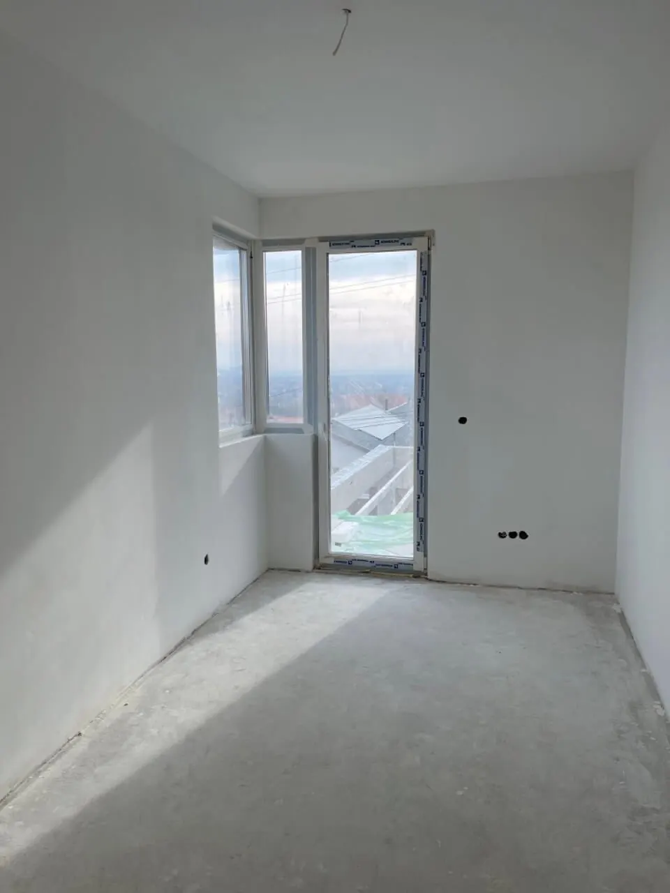 Plastered, prepared wall surface before painting